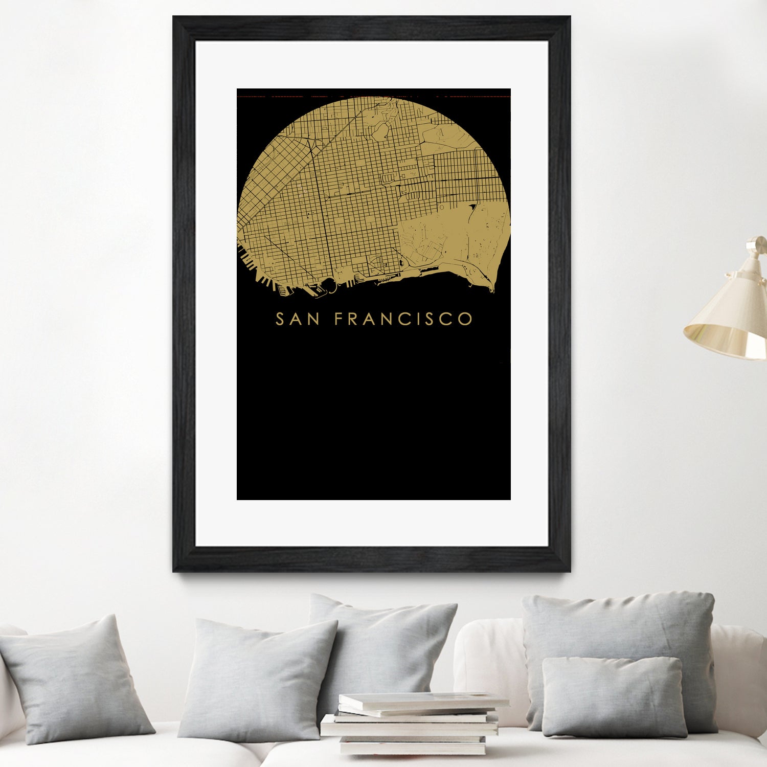 San Francisco city map gold by Javier Ruiz on GIANT ART - brown digital drawing