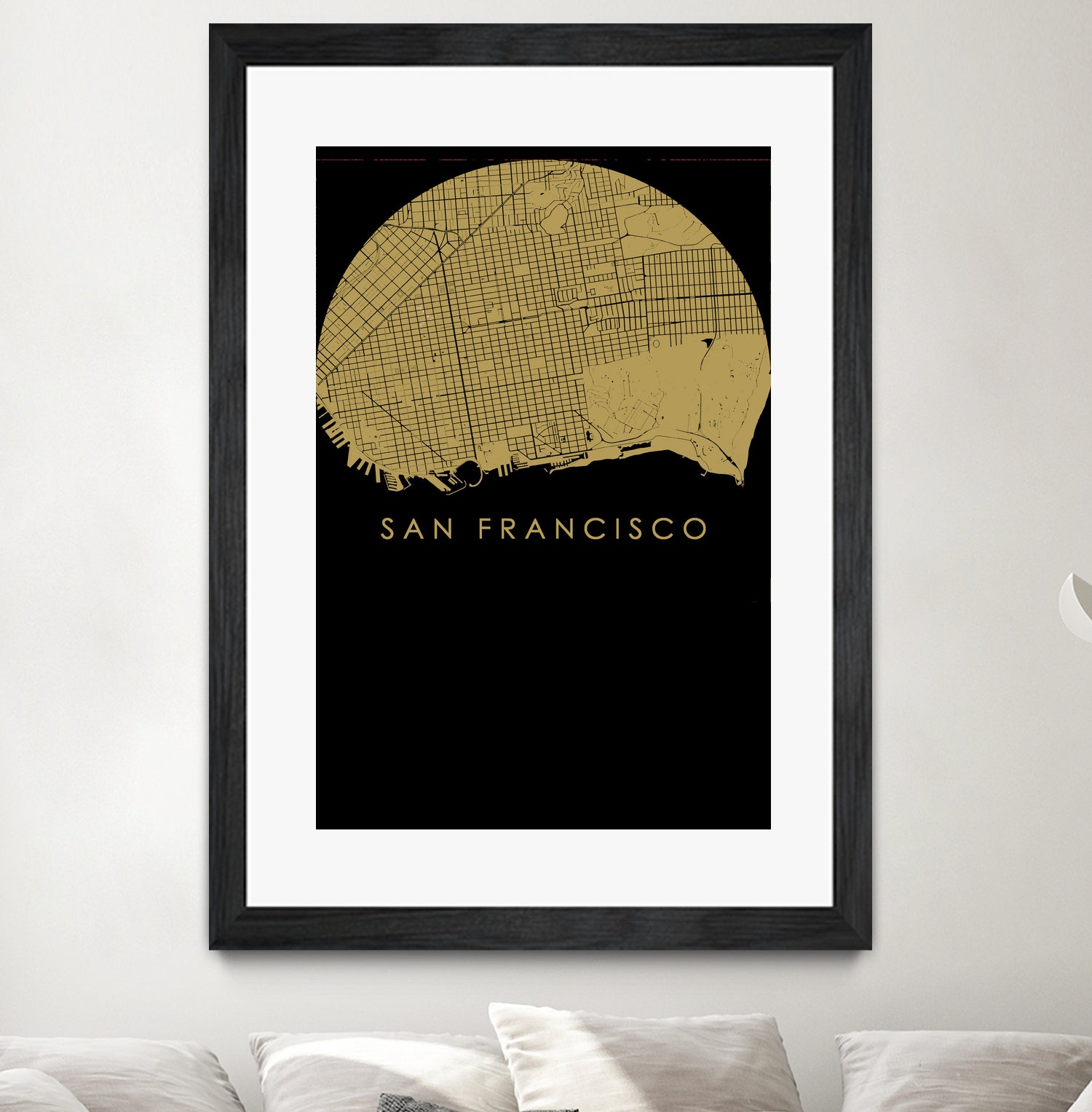 San Francisco city map gold by Javier Ruiz on GIANT ART - brown digital drawing