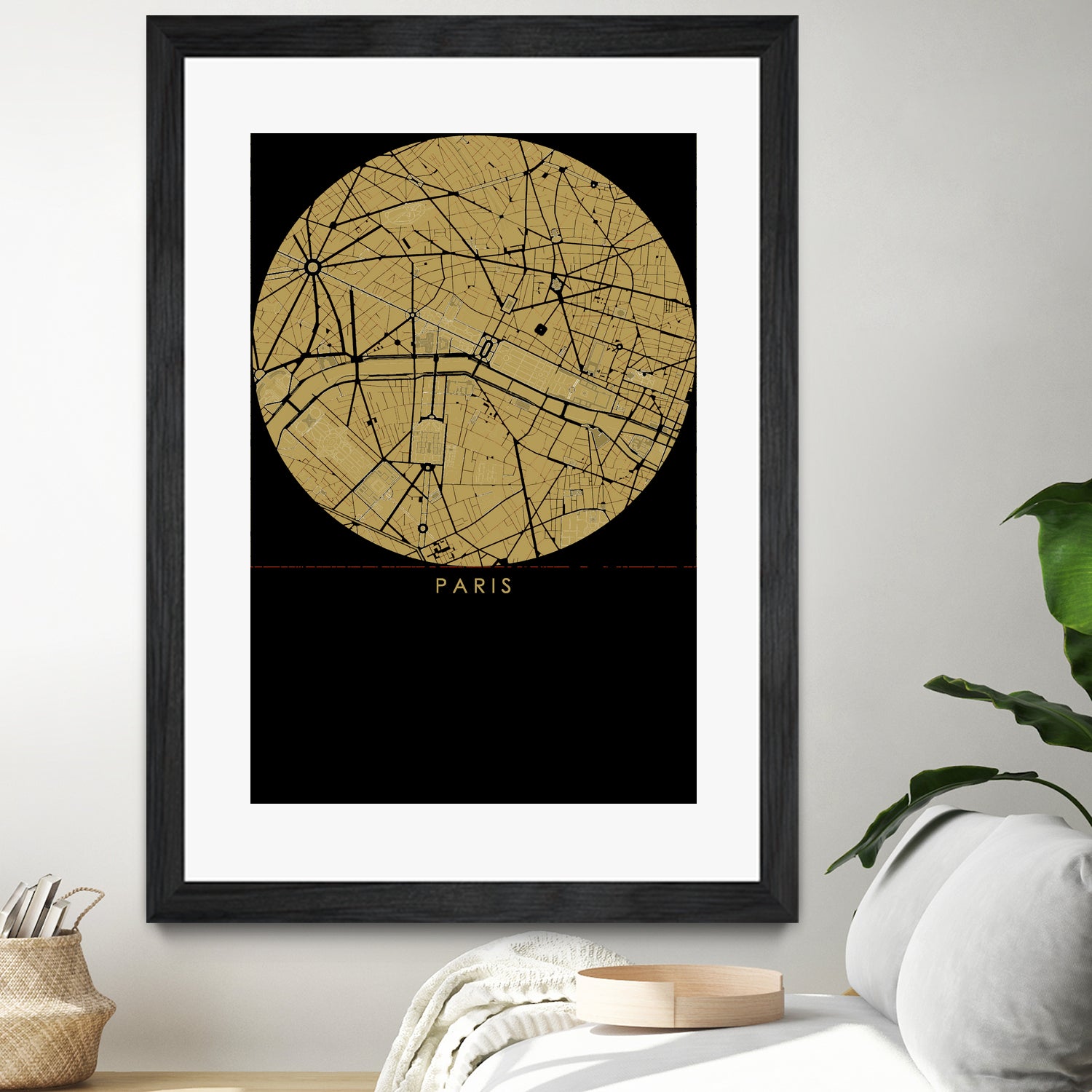 Paris city map gold by Javier Ruiz on GIANT ART - brown digital drawing