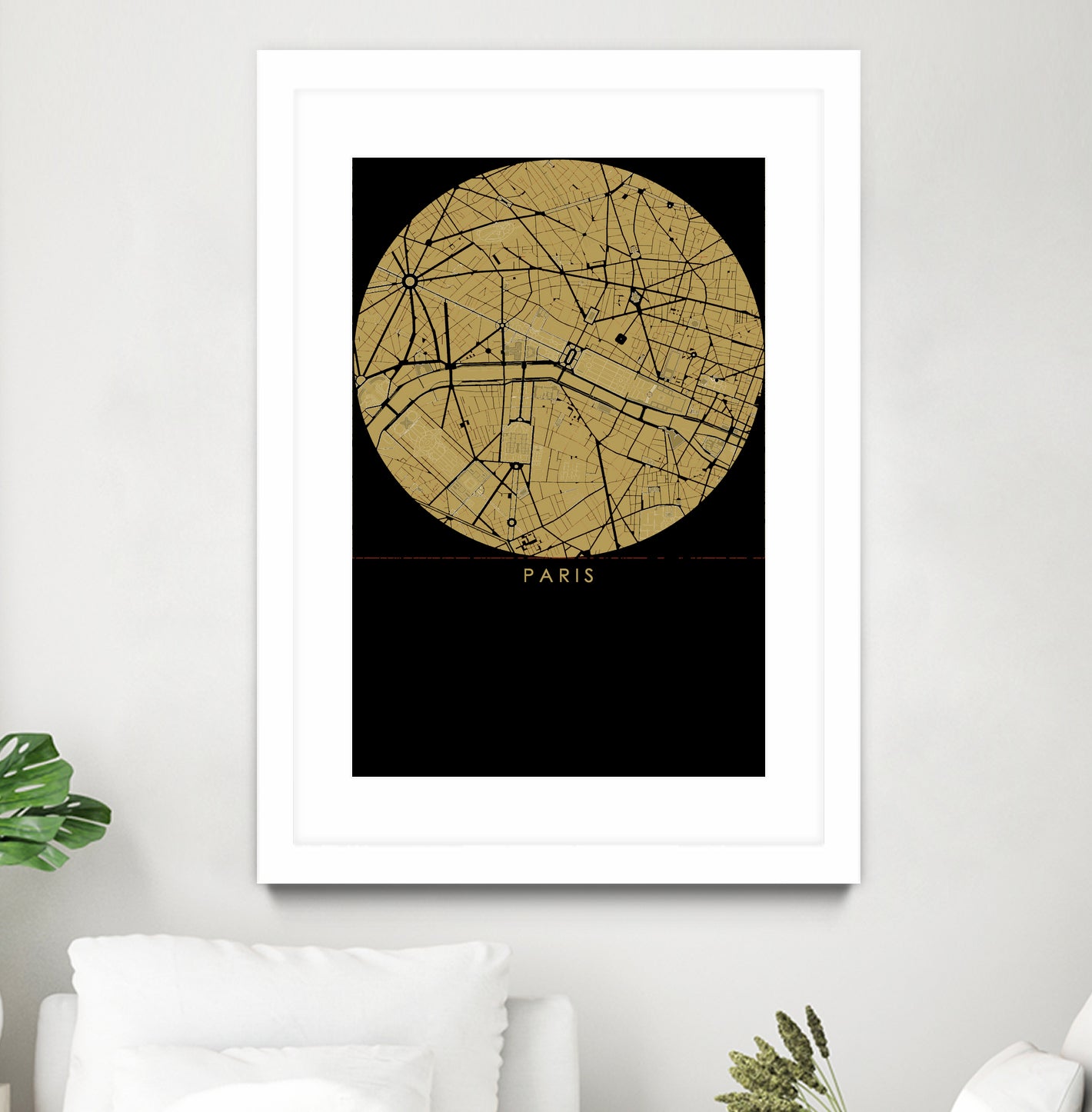 Paris city map gold by Javier Ruiz on GIANT ART - brown digital drawing