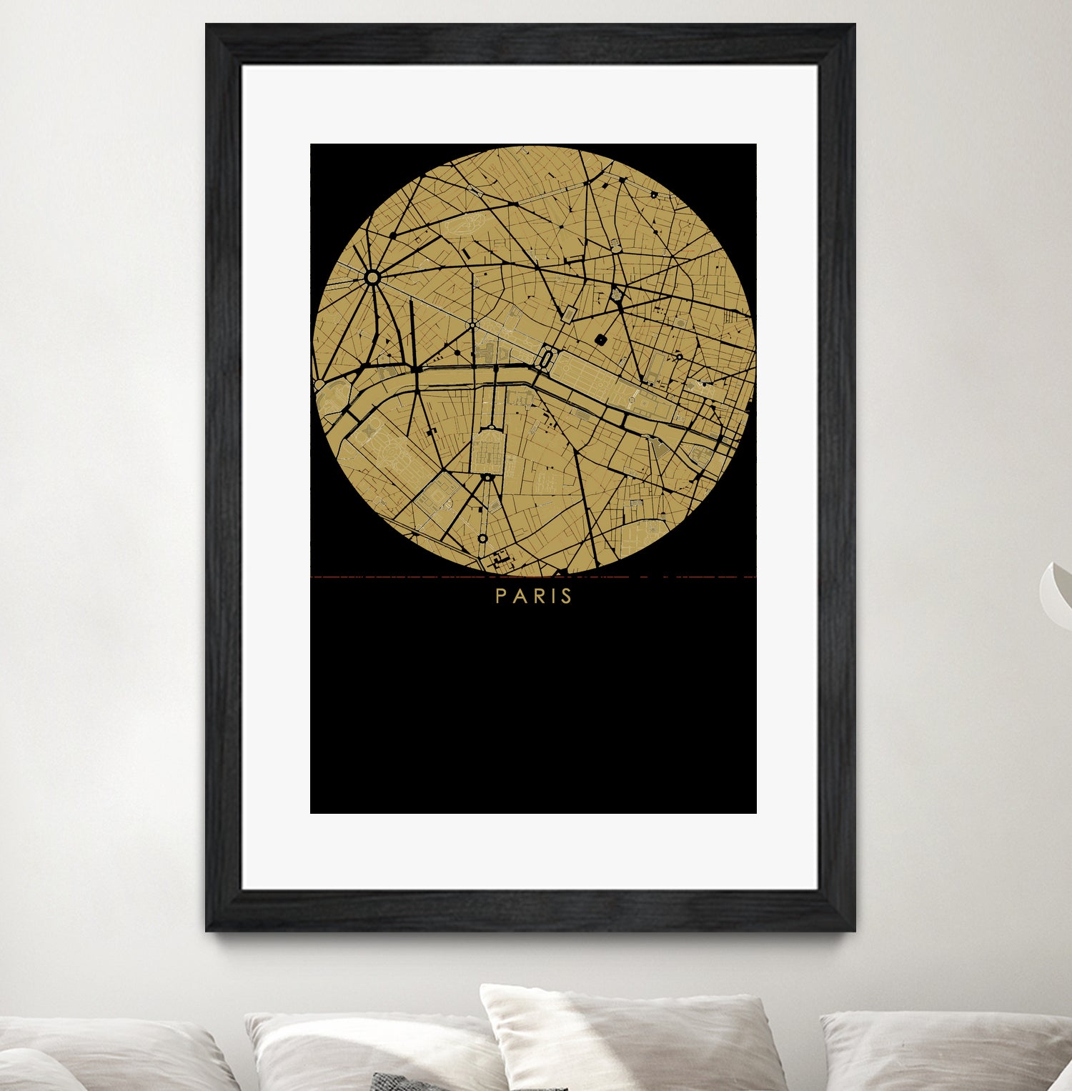 Paris city map gold by Javier Ruiz on GIANT ART - brown digital drawing