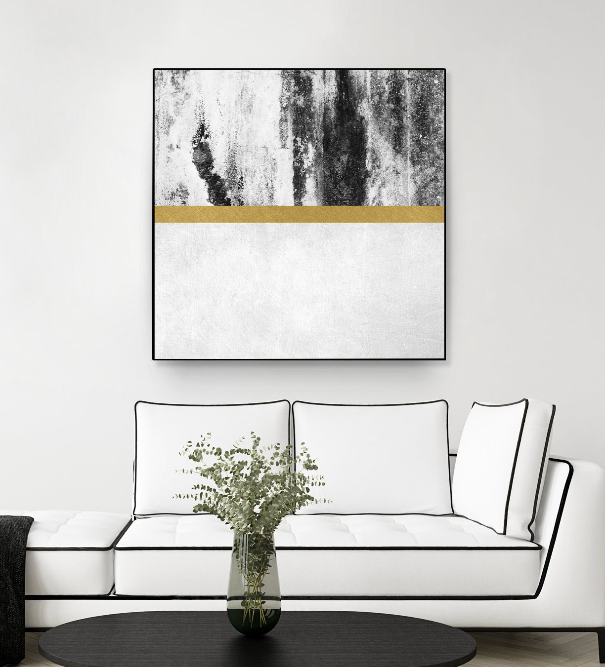 Golden Line / White by Elisabeth Fredriksson on GIANT ART - gray digital painting