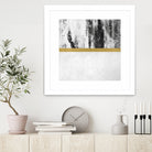 Golden Line / White by Elisabeth Fredriksson on GIANT ART - gray digital painting