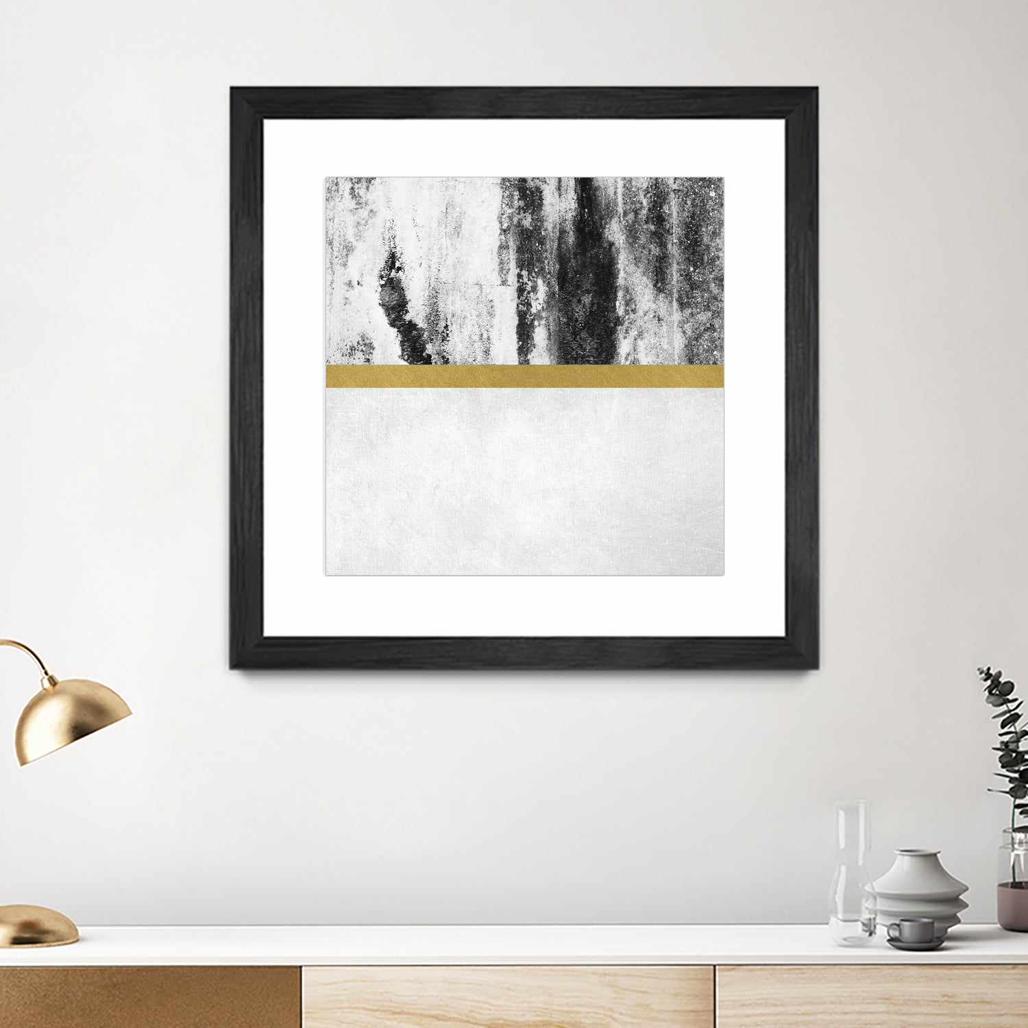 Golden Line / White by Elisabeth Fredriksson on GIANT ART - gray digital painting