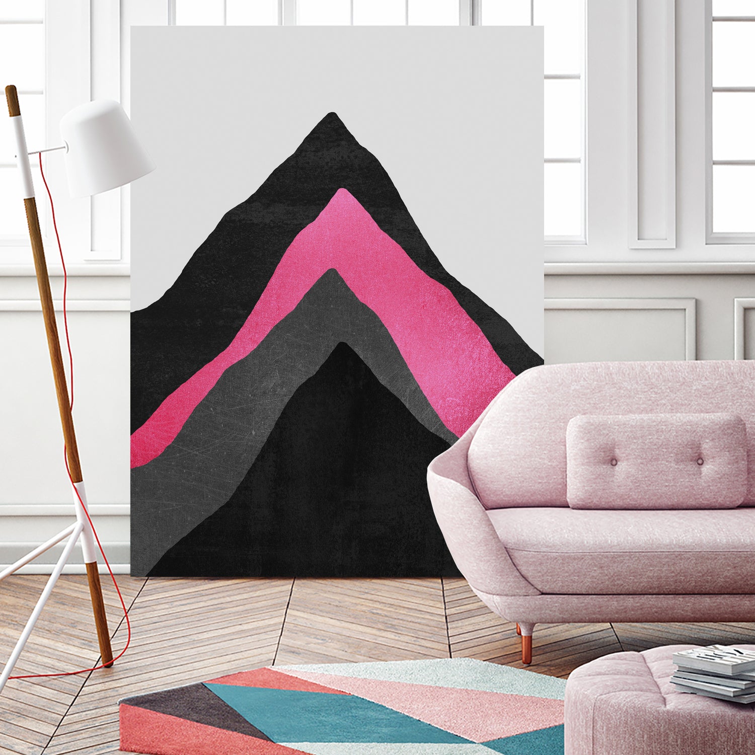 Four Mountains / Pink by Elisabeth Fredriksson on GIANT ART - pink digital painting