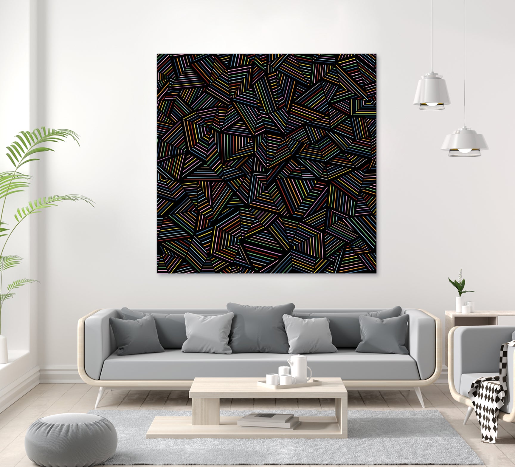 Ab Linear Rainbow B by Emeline Tate-Robertson on GIANT ART - black digital painting