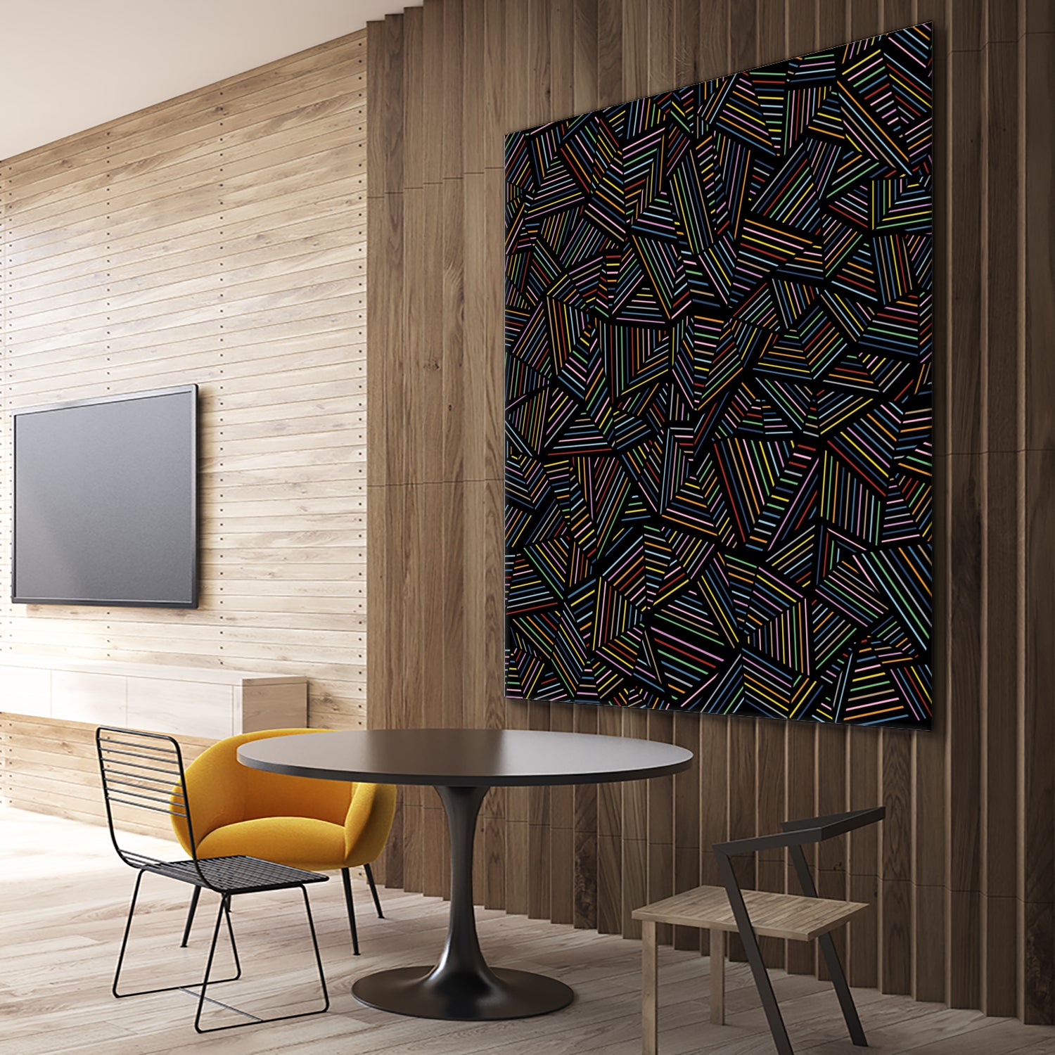 Ab Linear Rainbow B by Emeline Tate-Robertson on GIANT ART - black digital painting