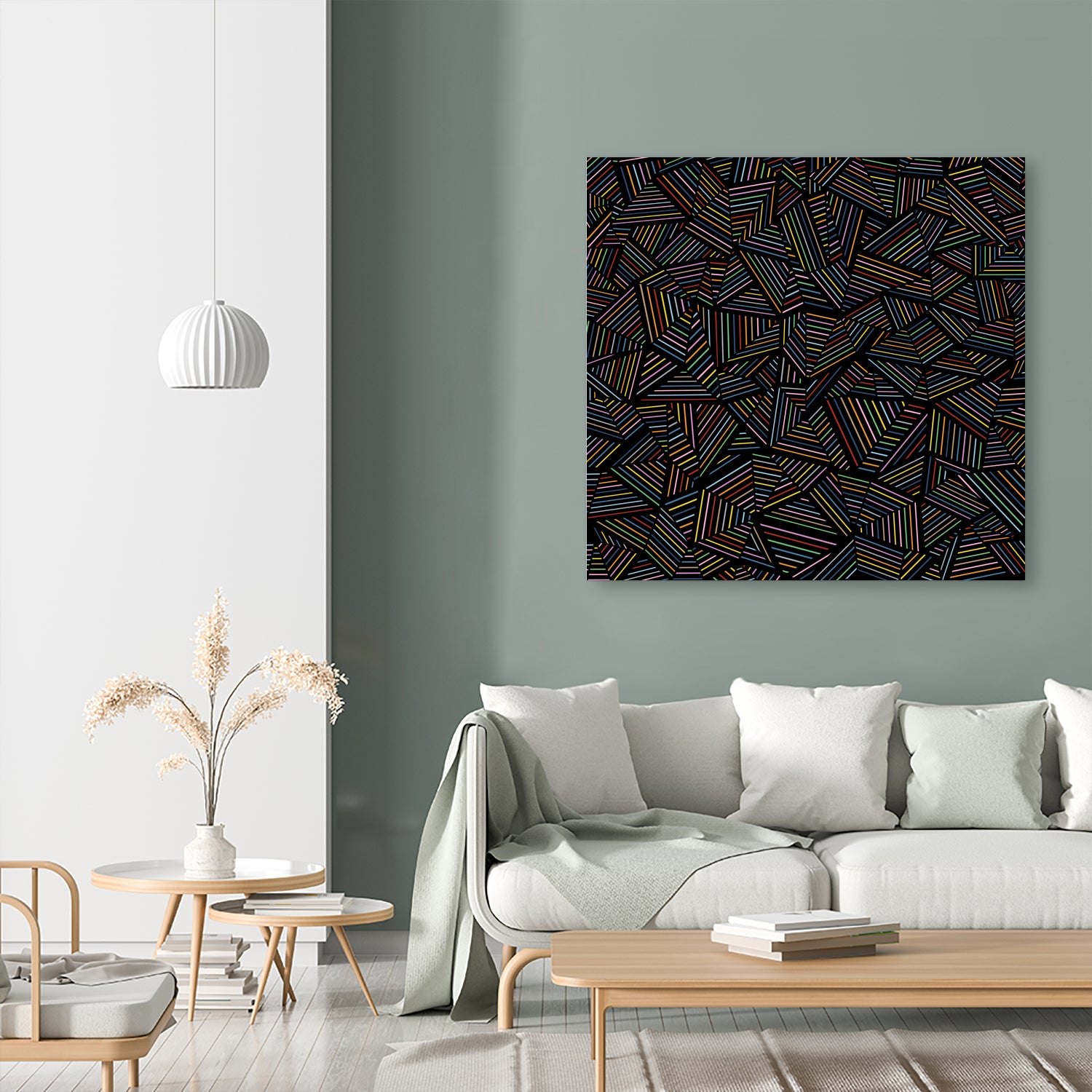 Ab Linear Rainbow B by Emeline Tate-Robertson on GIANT ART - black digital painting