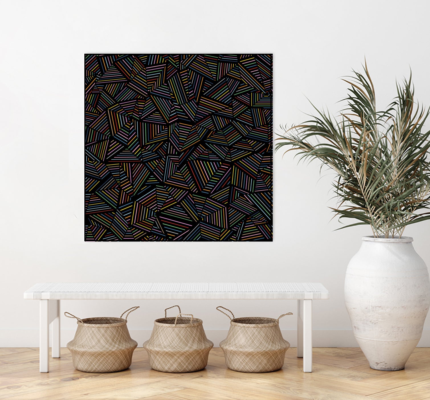 Ab Linear Rainbow B by Emeline Tate-Robertson on GIANT ART - black digital painting