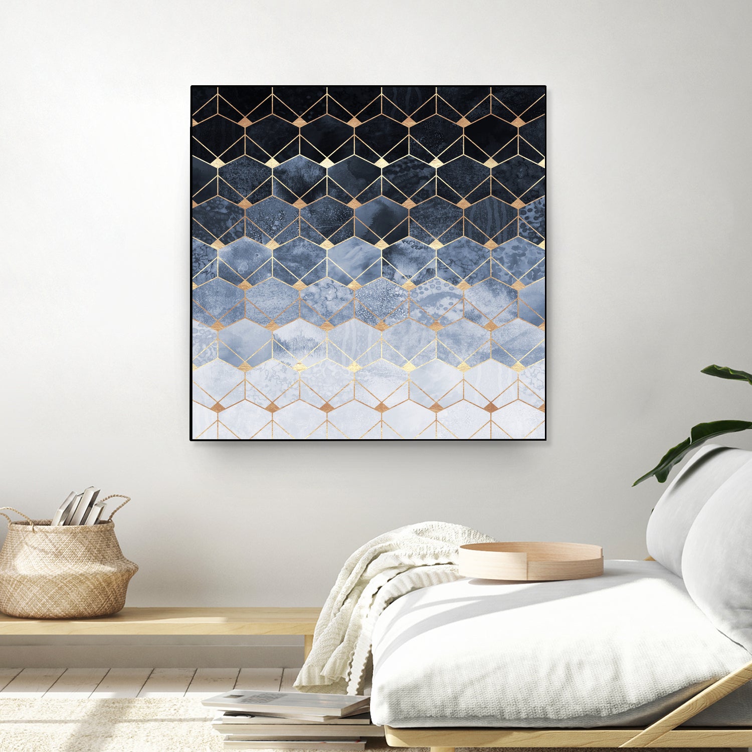 Blue hexagons and diamonds by Elisabeth Fredriksson on GIANT ART - blue digital painting