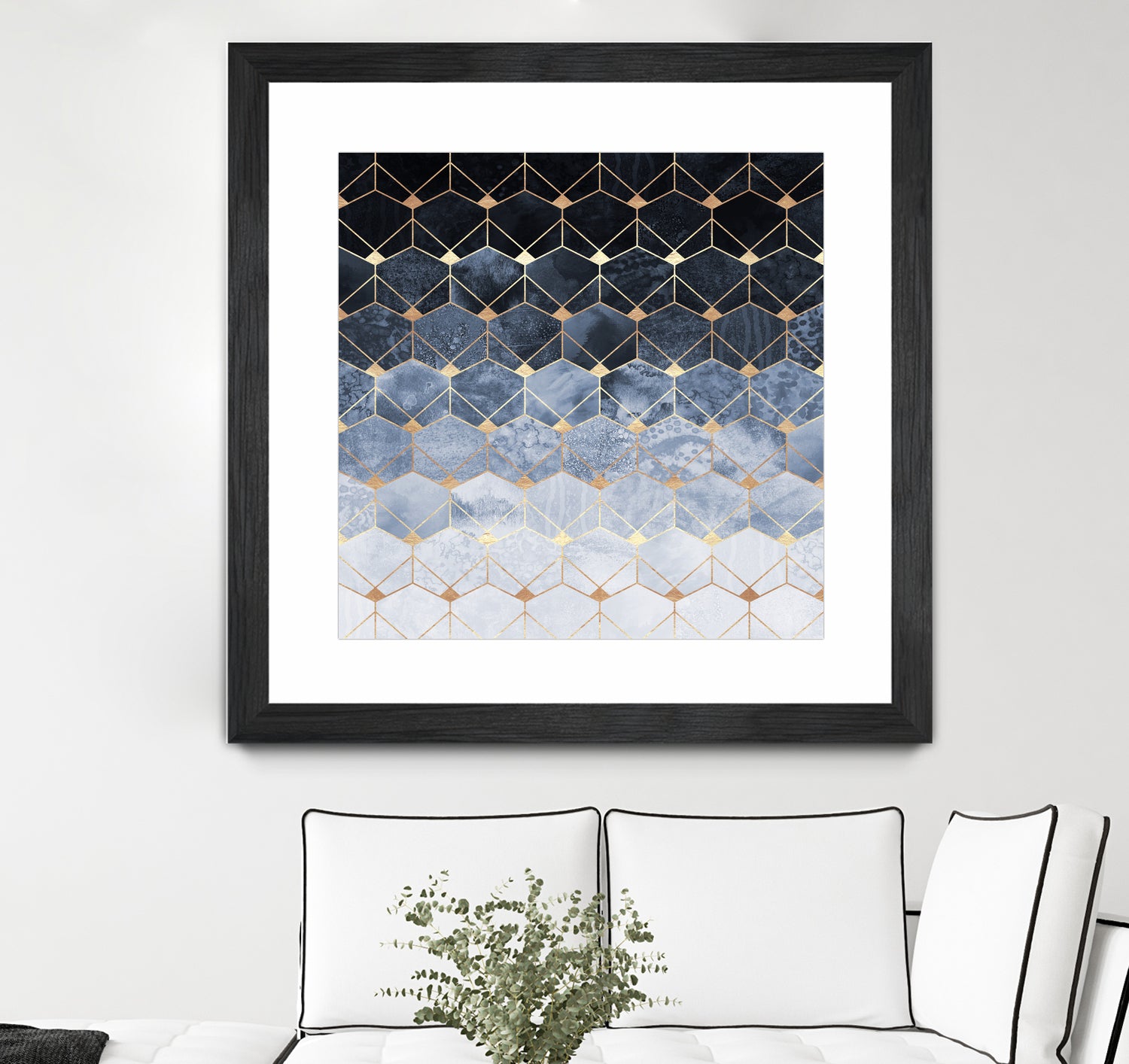 Blue hexagons and diamonds by Elisabeth Fredriksson on GIANT ART - blue digital painting