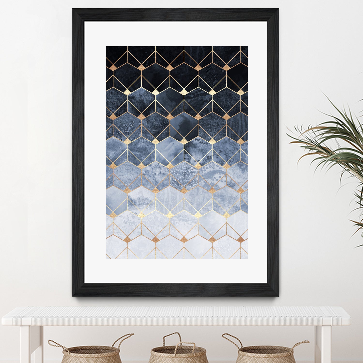 Blue hexagons and diamonds by Elisabeth Fredriksson on GIANT ART - blue digital painting