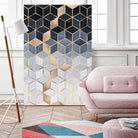 Soft Blue Gradient Cubes by Elisabeth Fredriksson on GIANT ART - blue digital painting