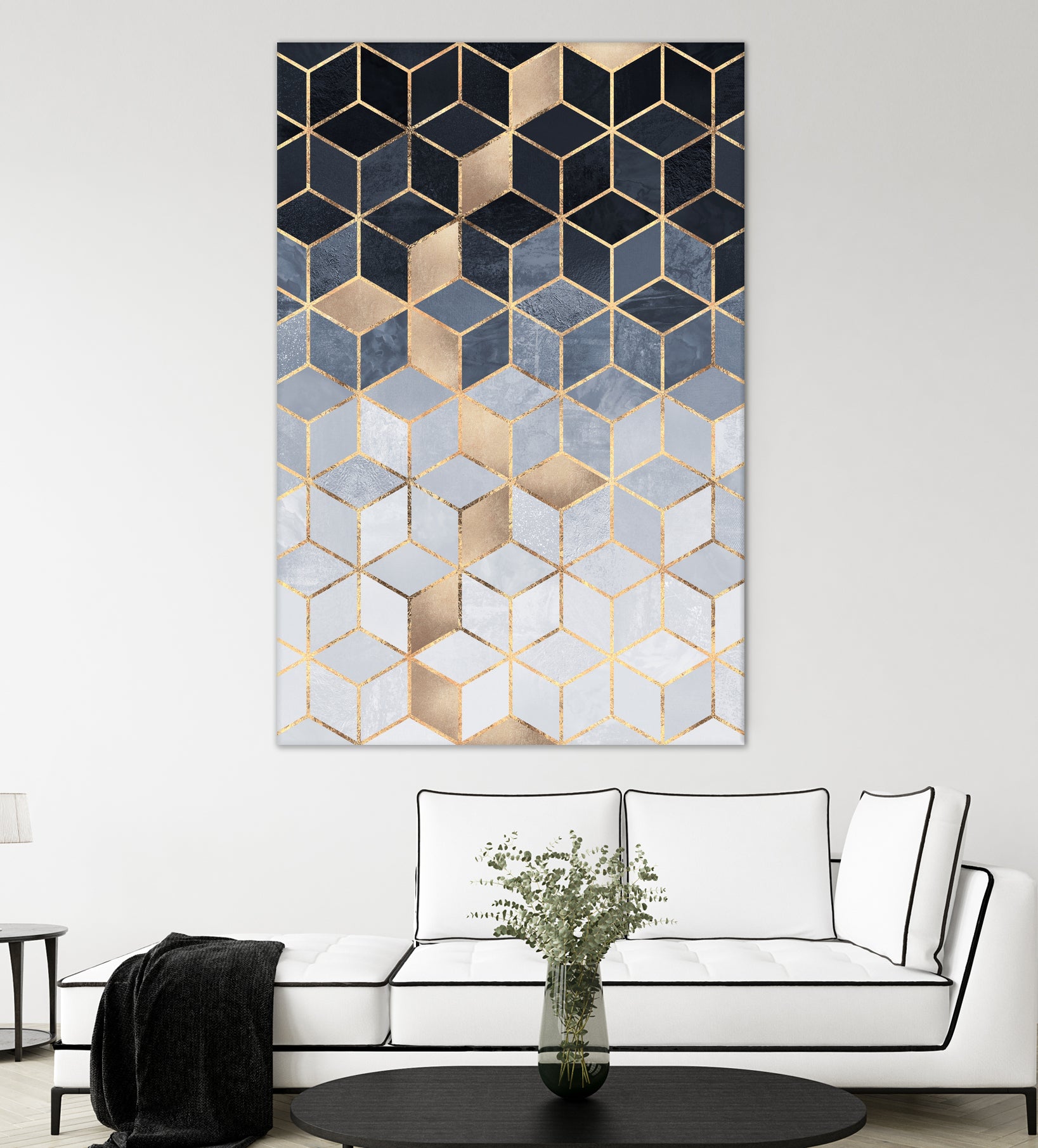 Soft Blue Gradient Cubes by Elisabeth Fredriksson on GIANT ART - blue digital painting