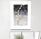 Soft Blue Gradient Cubes by Elisabeth Fredriksson on GIANT ART - blue digital painting