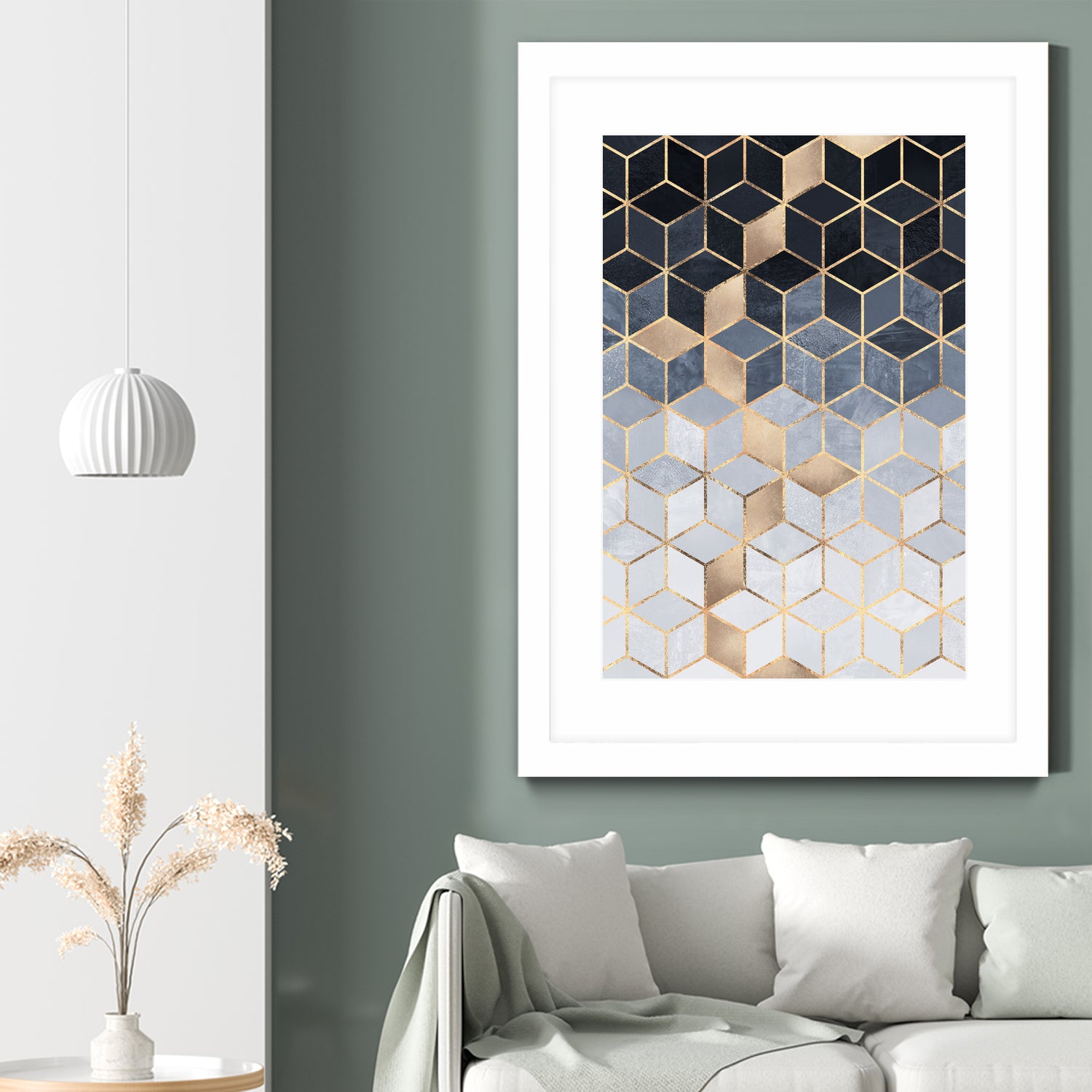 Soft Blue Gradient Cubes by Elisabeth Fredriksson on GIANT ART - blue digital painting