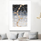 Soft Blue Gradient Cubes by Elisabeth Fredriksson on GIANT ART - blue digital painting