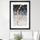 Soft Blue Gradient Cubes by Elisabeth Fredriksson on GIANT ART - blue digital painting