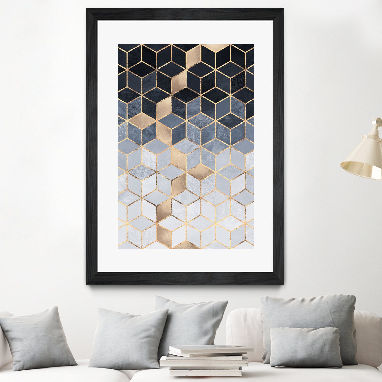 Soft Blue Gradient Cubes by Elisabeth Fredriksson on GIANT ART - blue digital painting