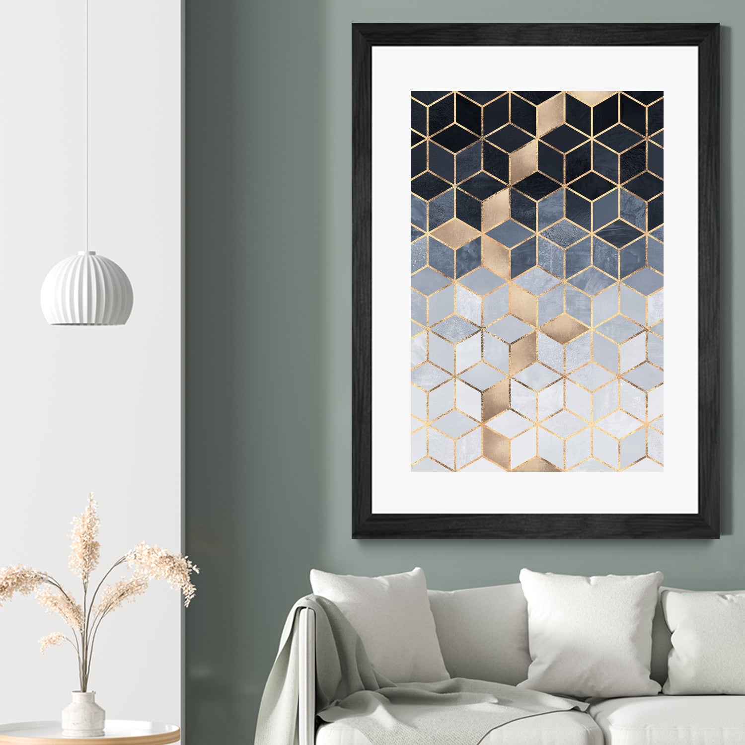 Soft Blue Gradient Cubes by Elisabeth Fredriksson on GIANT ART - blue digital painting