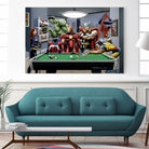 Afterhours: Marvel Superheroes Relax Playing Pool by Dan Avenell on GIANT ART - green digital painting