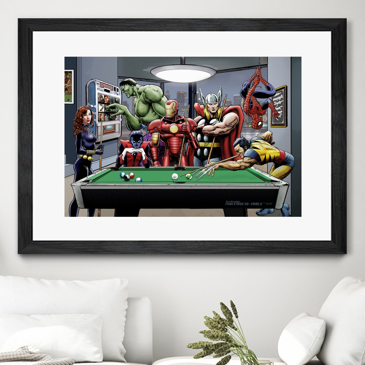 Afterhours: Marvel Superheroes Relax Playing Pool by Dan Avenell on GIANT ART - green digital painting