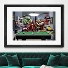 Afterhours: Marvel Superheroes Relax Playing Pool by Dan Avenell on GIANT ART - green digital painting