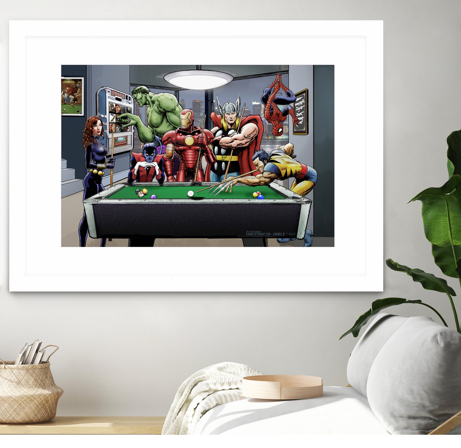 Afterhours: Marvel Superheroes Relax Playing Pool by Dan Avenell on GIANT ART - green digital painting