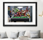 Afterhours: Marvel Superheroes Relax Playing Pool by Dan Avenell on GIANT ART - green digital painting