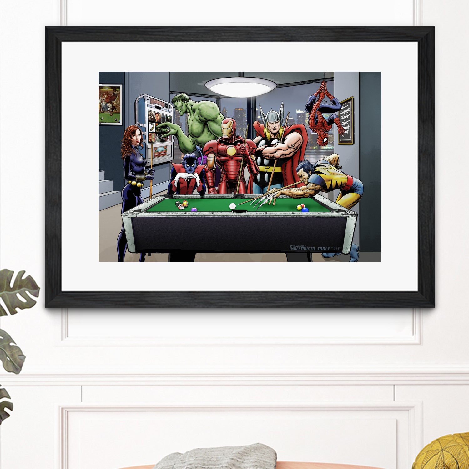 Afterhours: Marvel Superheroes Relax Playing Pool by Dan Avenell on GIANT ART - green digital painting