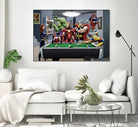 Afterhours: Marvel Superheroes Relax Playing Pool by Dan Avenell on GIANT ART - green digital painting