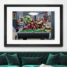 Afterhours: Marvel Superheroes Relax Playing Pool by Dan Avenell on GIANT ART - green digital painting