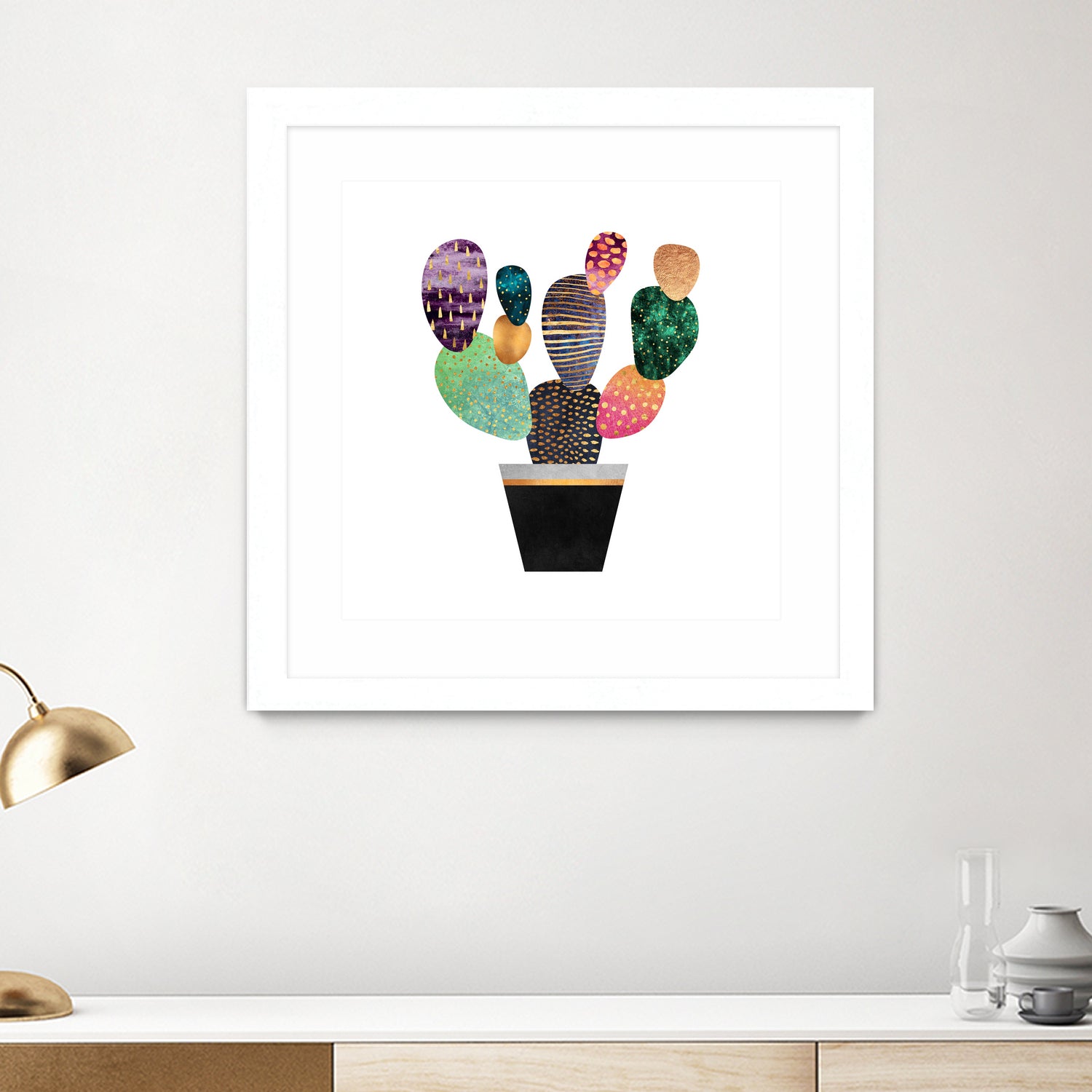 Pretty Cactus by Elisabeth Fredriksson on GIANT ART - blue mixed media