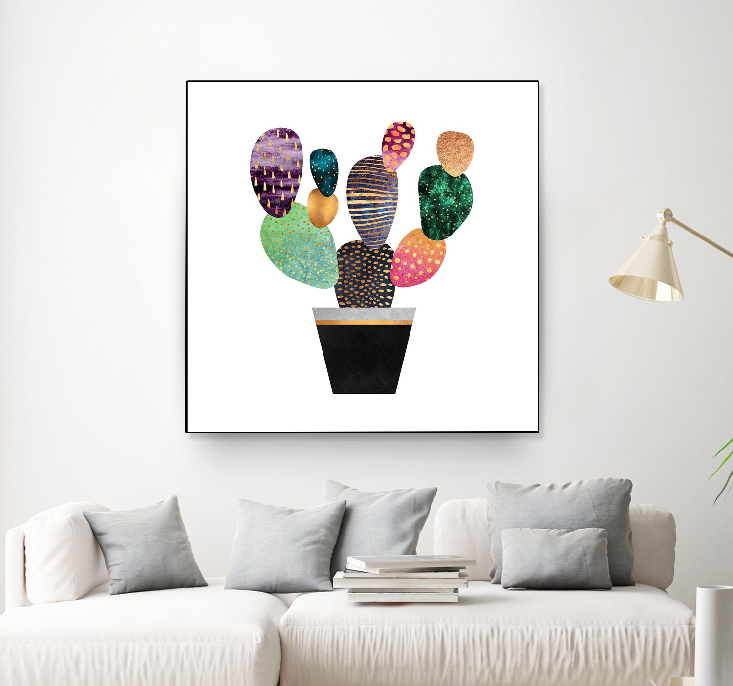 Pretty Cactus by Elisabeth Fredriksson on GIANT ART - blue mixed media