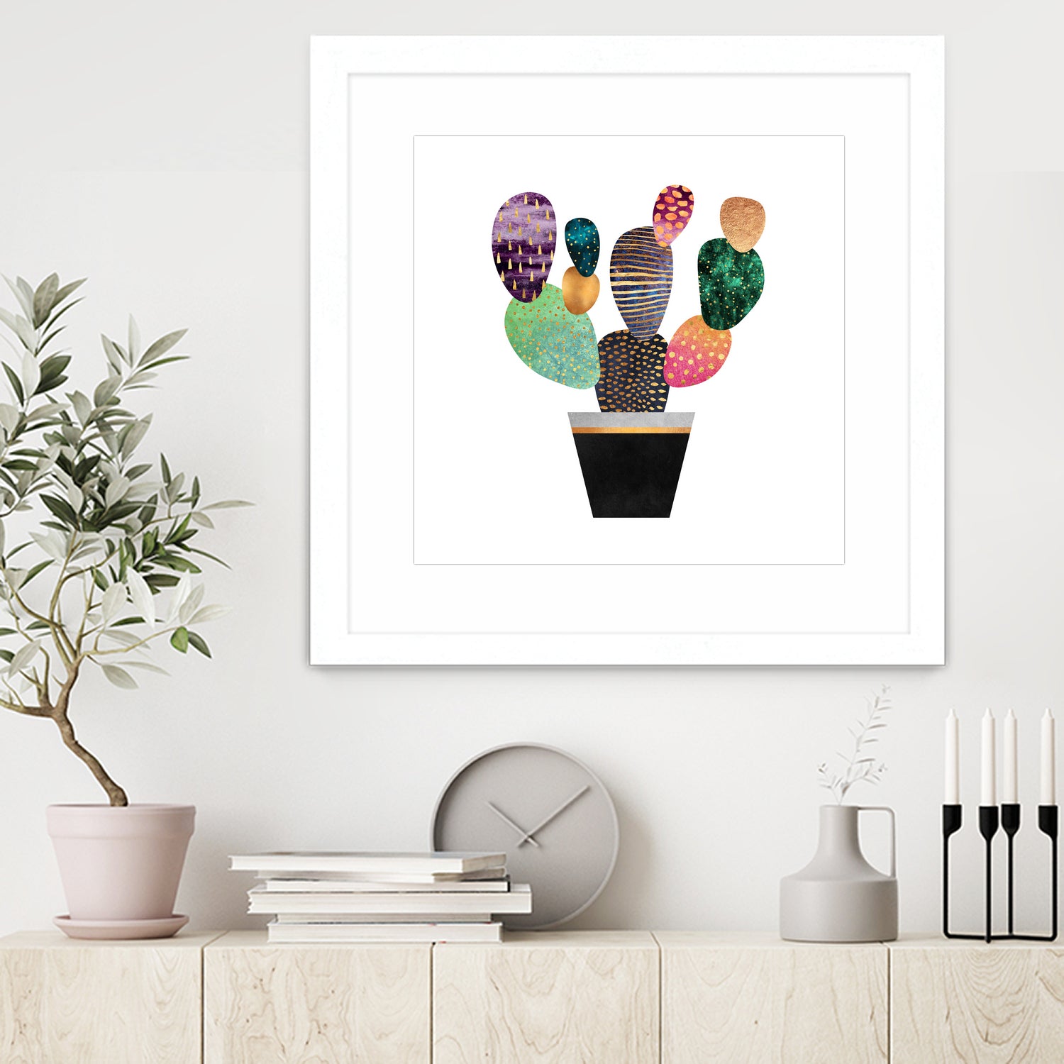 Pretty Cactus by Elisabeth Fredriksson on GIANT ART - blue mixed media