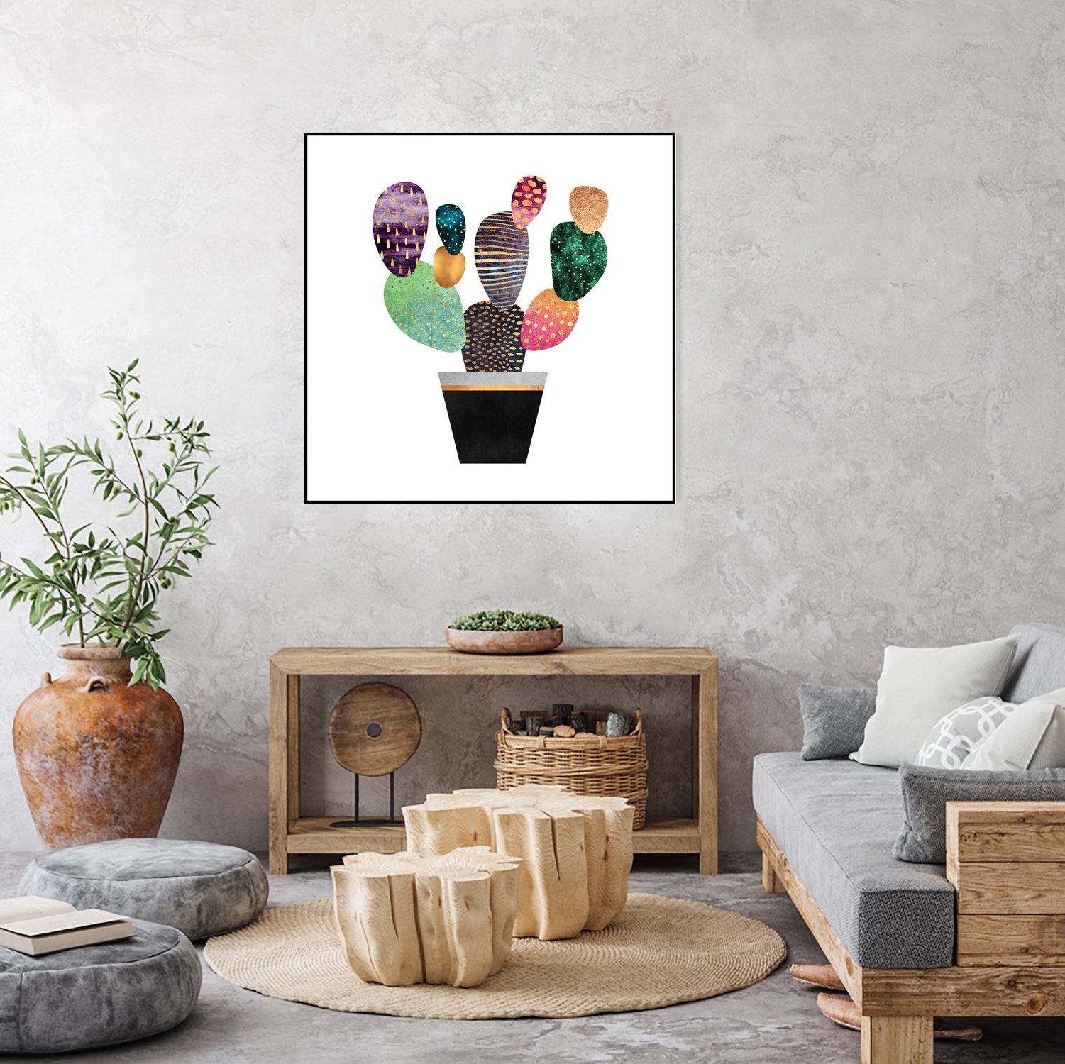 Pretty Cactus by Elisabeth Fredriksson on GIANT ART - blue mixed media