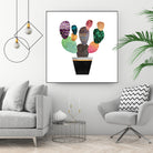 Pretty Cactus by Elisabeth Fredriksson on GIANT ART - blue mixed media