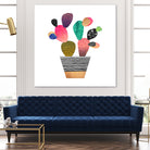 Happy Cactus by Elisabeth Fredriksson on GIANT ART - pink mixed media