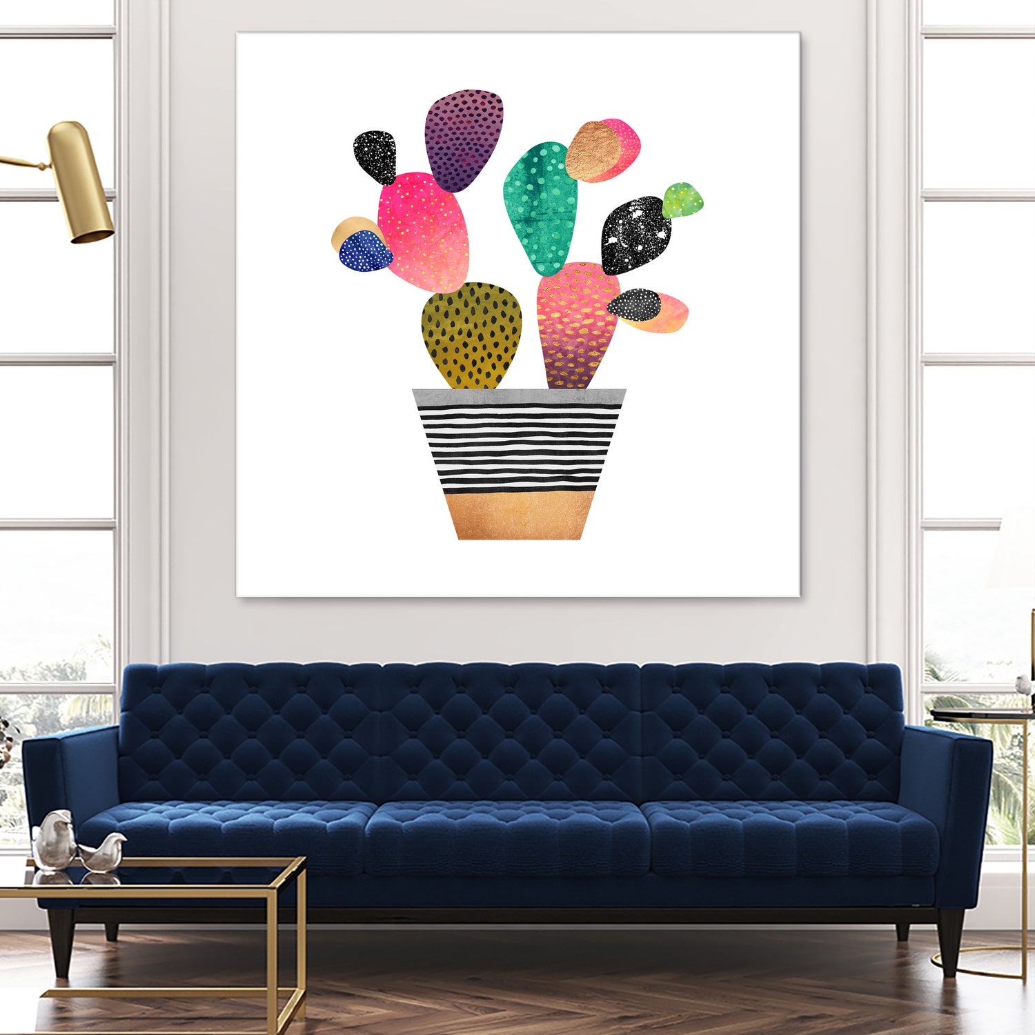 Happy Cactus by Elisabeth Fredriksson on GIANT ART - pink mixed media