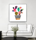 Happy Cactus by Elisabeth Fredriksson on GIANT ART - pink mixed media