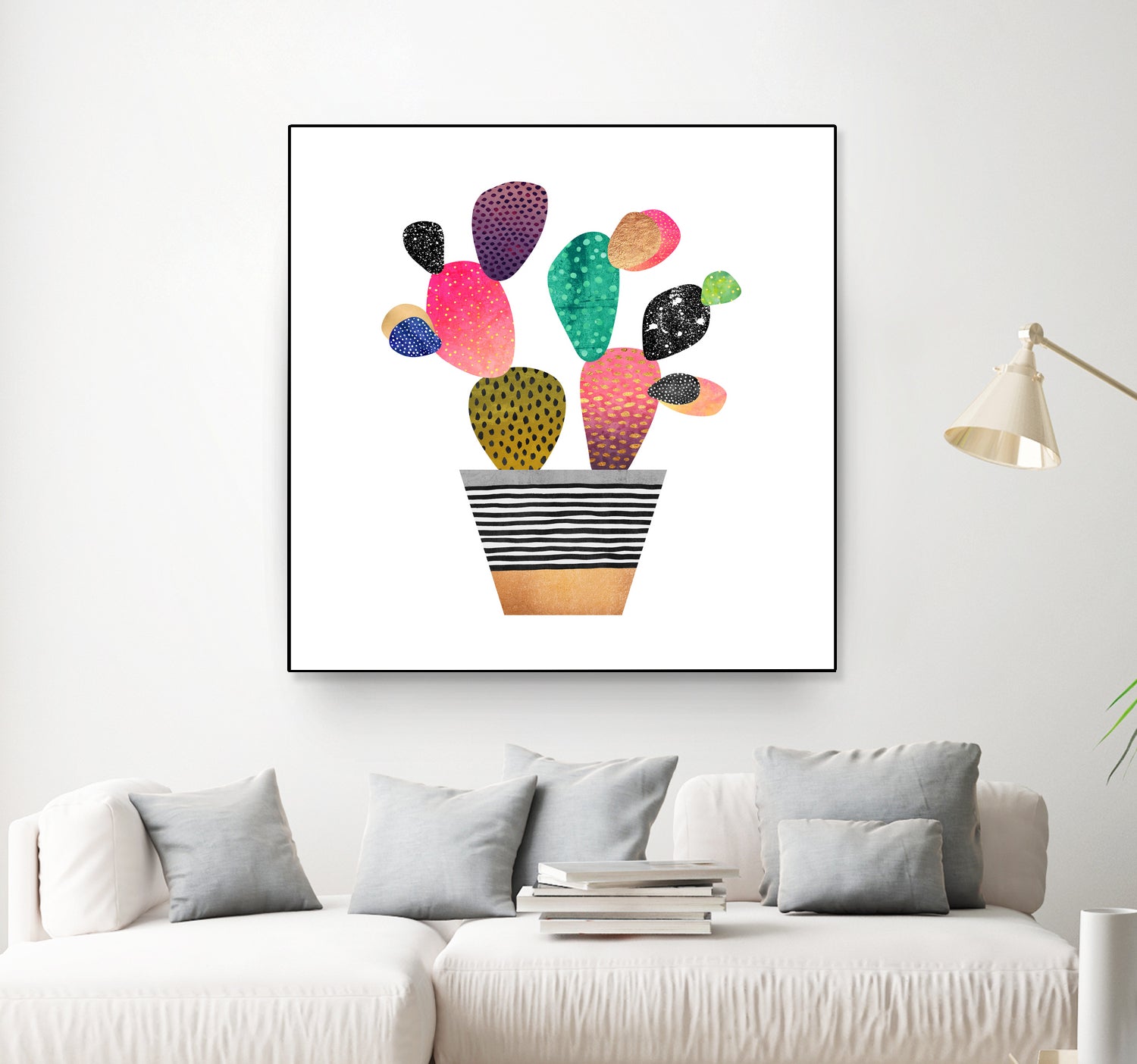 Happy Cactus by Elisabeth Fredriksson on GIANT ART - pink mixed media