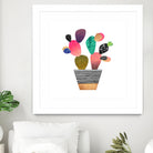 Happy Cactus by Elisabeth Fredriksson on GIANT ART - pink mixed media