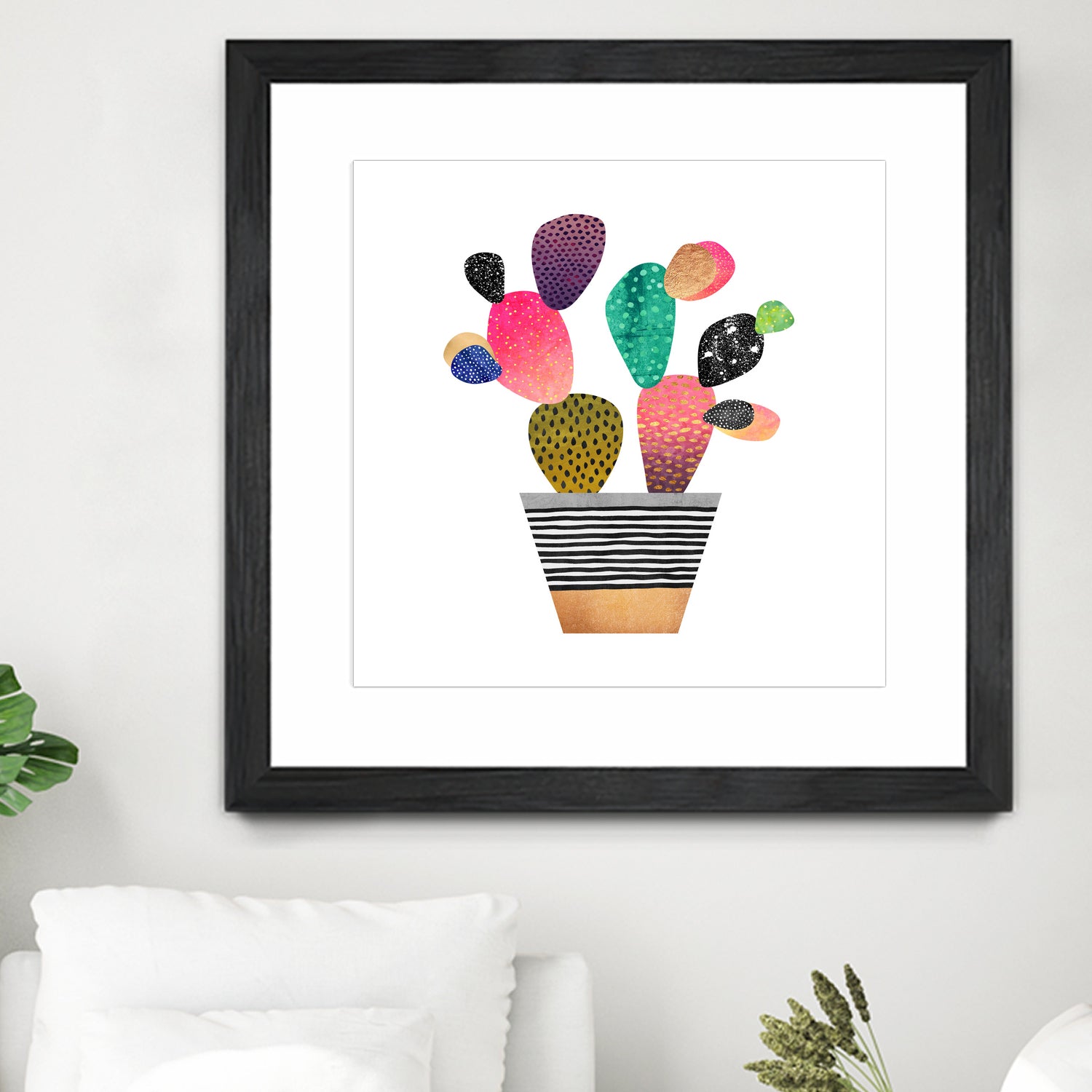 Happy Cactus by Elisabeth Fredriksson on GIANT ART - pink mixed media