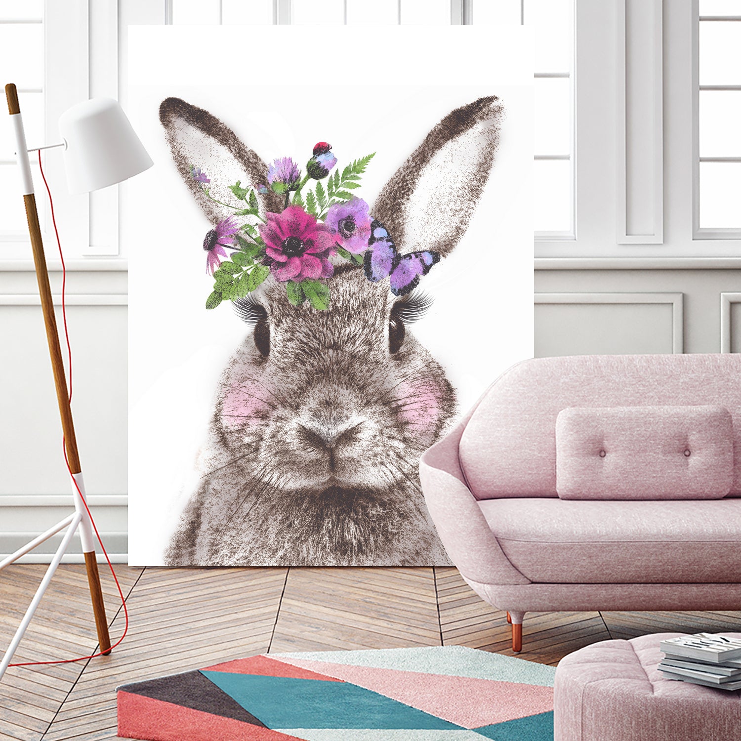 Bunny with flowers by Two Lips on GIANT ART - brown digital drawing