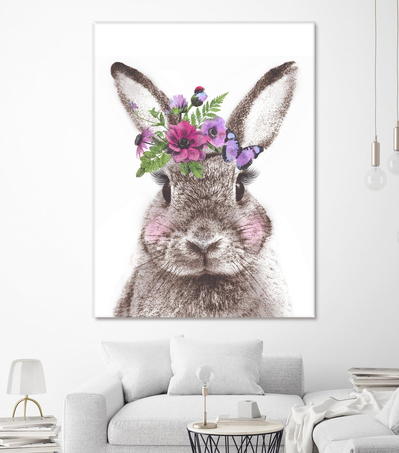 Bunny with flowers by Two Lips on GIANT ART - brown digital drawing