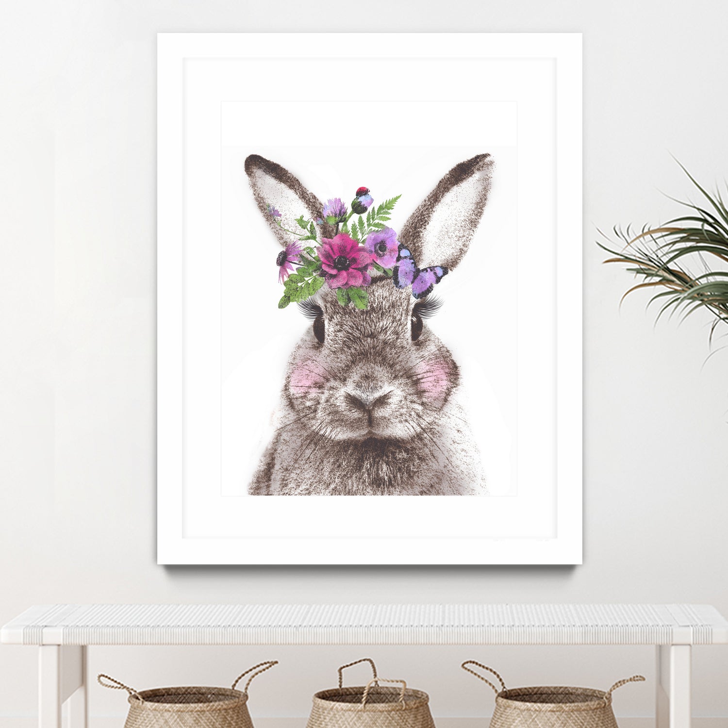 Bunny with flowers by Two Lips on GIANT ART - brown digital drawing