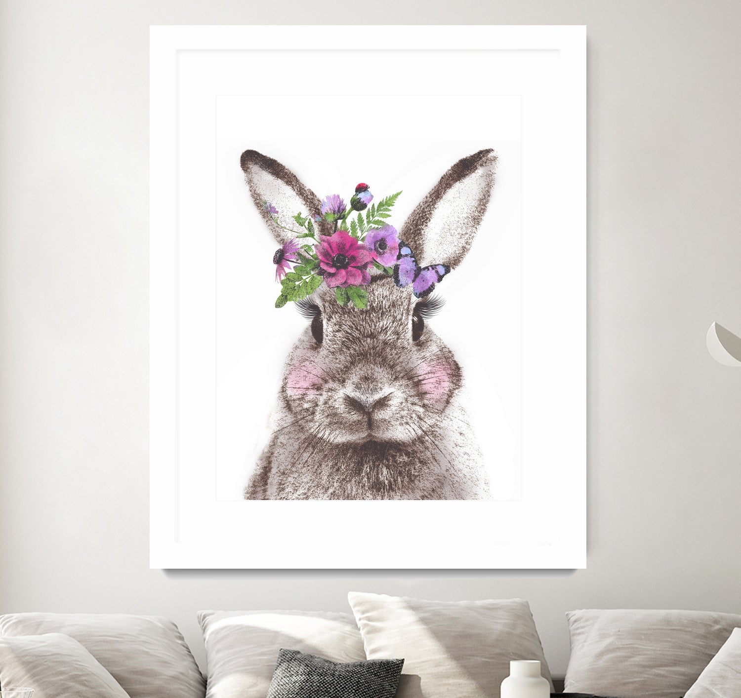 Bunny with flowers by Two Lips on GIANT ART - brown digital drawing