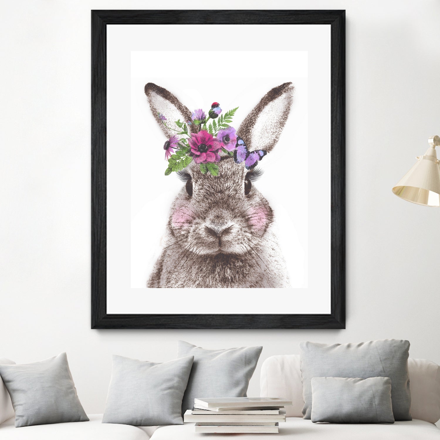 Bunny with flowers by Two Lips on GIANT ART - brown digital drawing