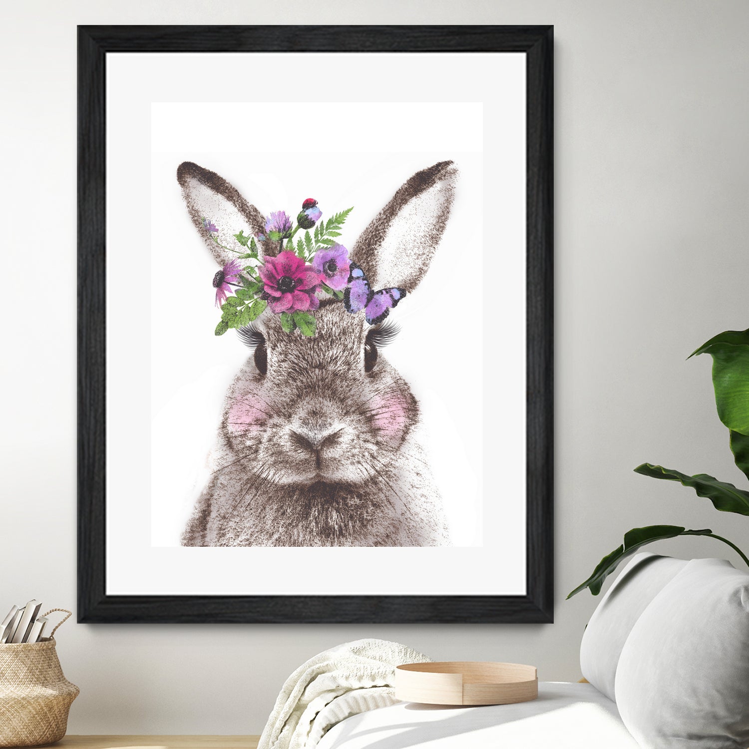 Bunny with flowers by Two Lips on GIANT ART - brown digital drawing