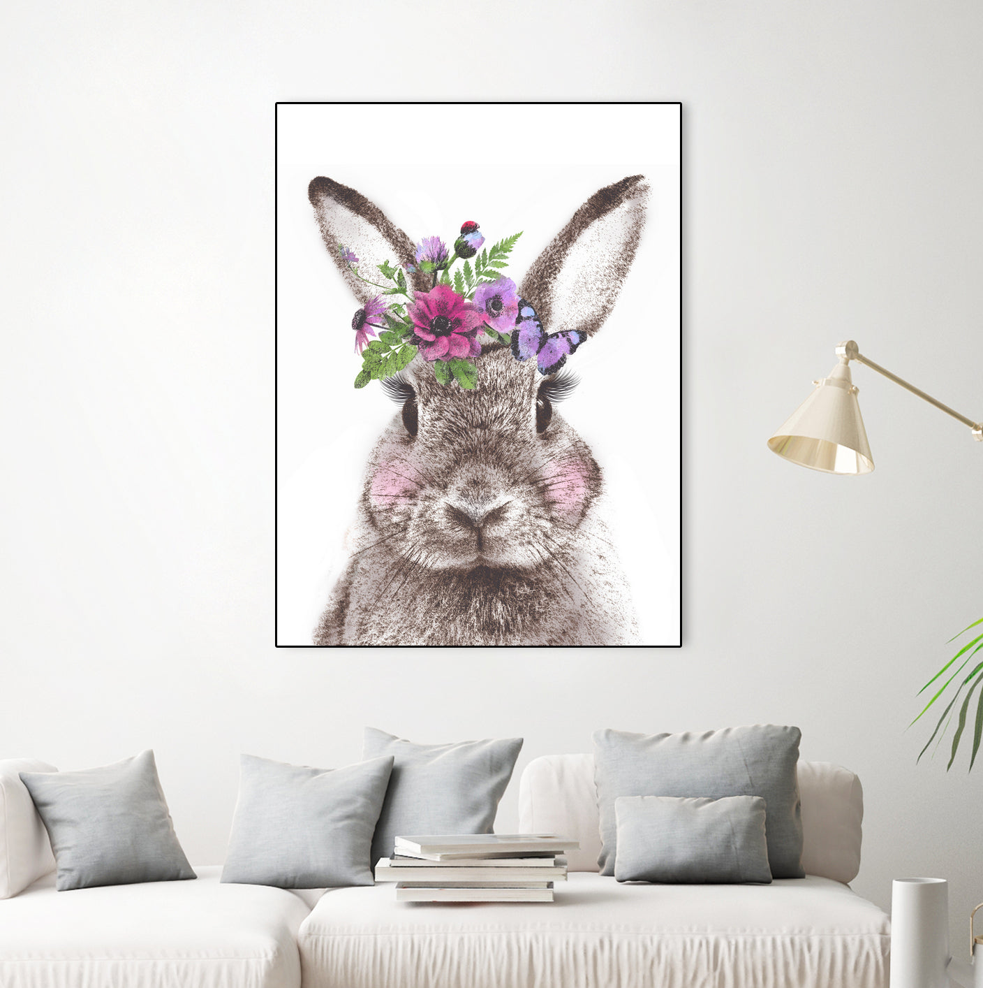 Bunny with flowers by Two Lips on GIANT ART - brown digital drawing